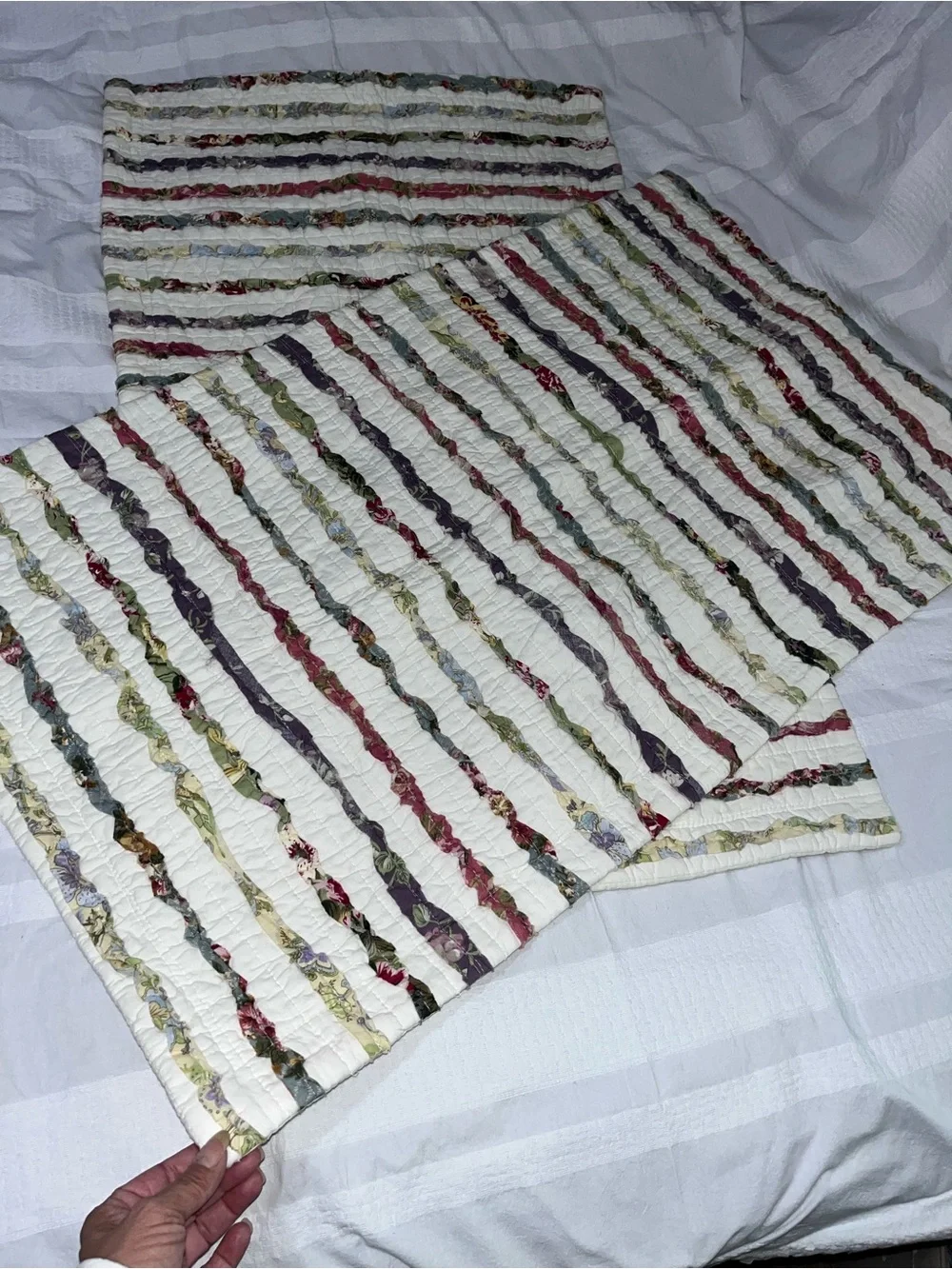 Greenland Home Bella Quilted Ruffle Shams Cotton Mixed Floral Stripe • King 2pc